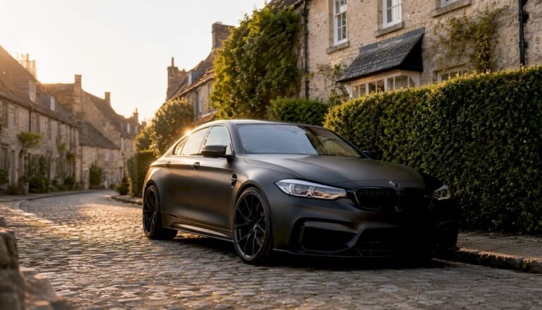 Close-up matte black car exterior panel