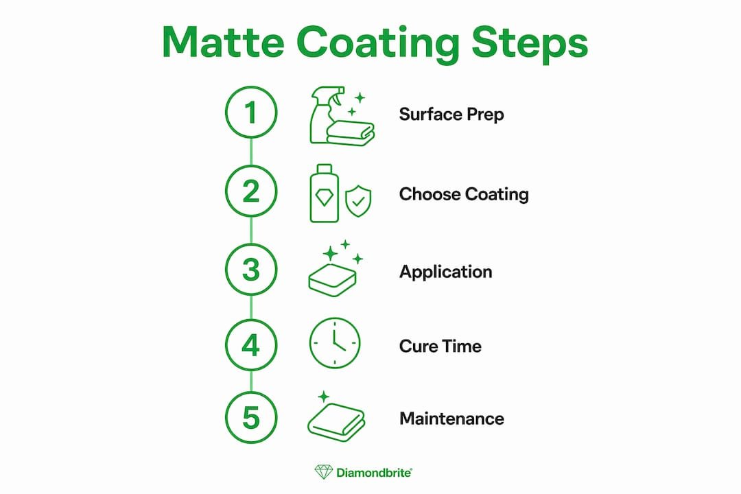 Infographic showing matte ceramic coating application steps