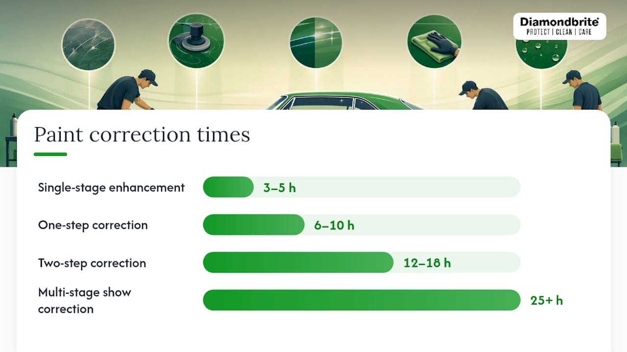 Chart of ceramic coating correction preparation times