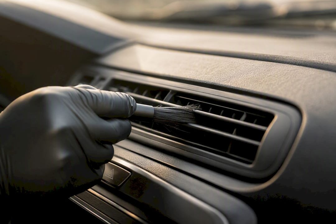 Hand cleaning air conditioning vent