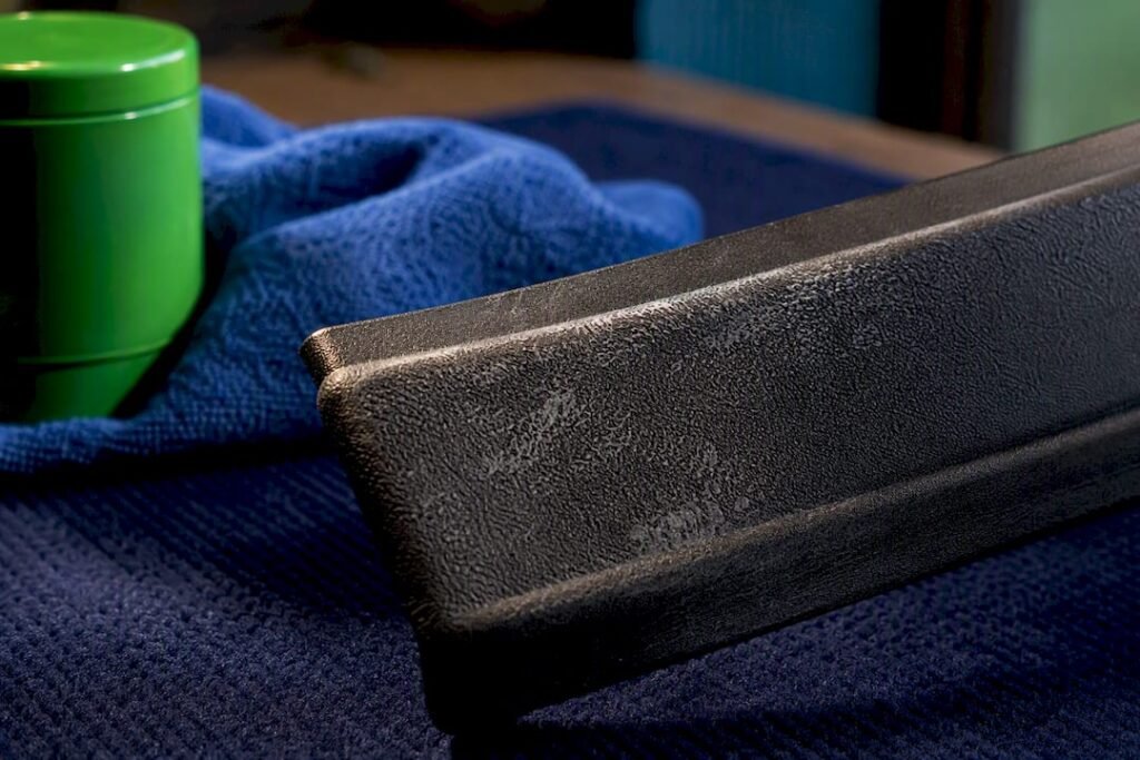 Wax residue on textured black plastic trim