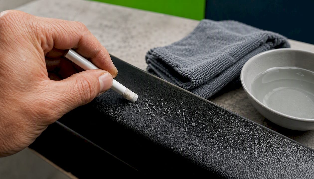 Vinyl eraser removing wax from trim