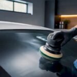 Detailer safely polishing a windscreen