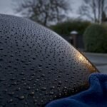 Water beads on hydrophobic vehicle paint