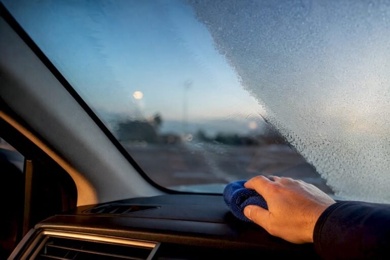 Fogged windscreen clearing in parked car