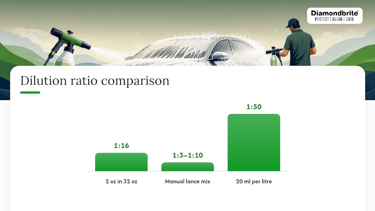 Comparison of snow foam dilution ratios