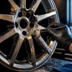 Non-acid cleaner applied to coated wheel
