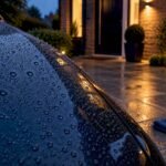 Water beads on protected vehicle paint