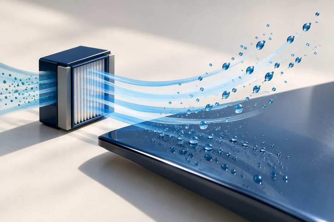 Illustration of filtered airflow lifting water