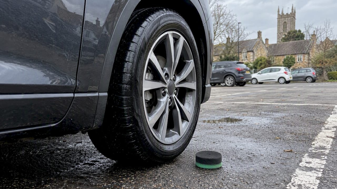 Freshly dressed tyre left to cure