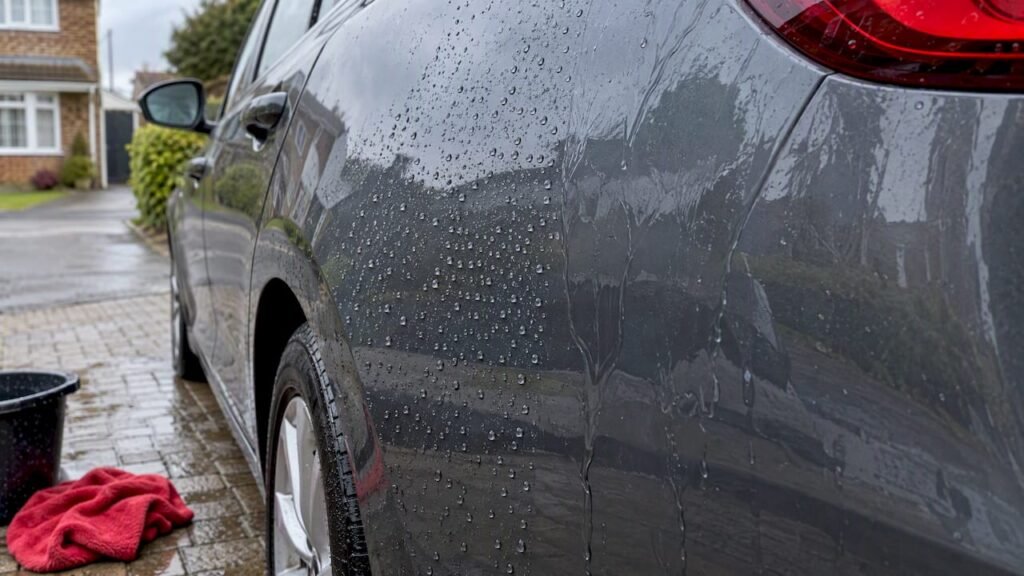 Water beading and sheeting on car paint