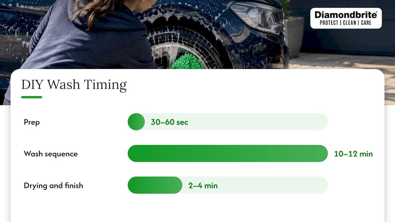 A safe, timed 15-minute DIY maintenance wash — overview diagram