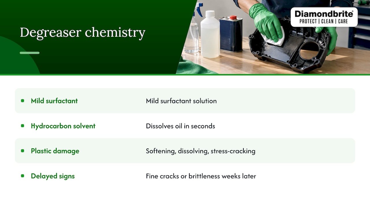 Solvent exposure and delayed plastic damage